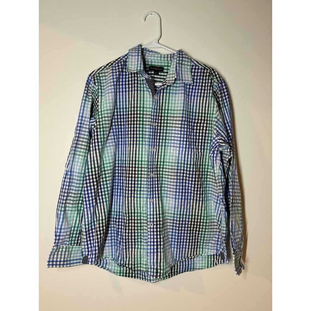 CLUB ROOM Multi Checkered Longsleeved Button Down Cotton Shirt L Patchwork
